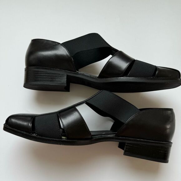 Mootsies Tootsies Fisherman Black Leather Strappy Slip On Size 9 Cut Out Grunge - Picture 5 of 9